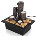 ABOUT SPACE Water Fountain for Home Decor with 3 Candle Holders