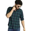 IndoPrimo Men's Cotton Casual Regular Fit Green Checks Shirt for Men Full Sleeves - Harley