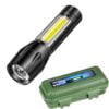 Care 4 Aluminium Zoomable Handheld Xpe+Cob Mini Usb Re Charge Able Led Flashlight Torch (Black)
