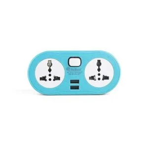 Hi-Plasst Extension Board with 2 USB Charging Ports and 2 Power Socket - FIRE Resistant 10 Amp Heavy Duty Multiplug Extension Board for Multiple Devices Smartphone Tablet Laptop Computer (Blue)