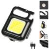 Keychain Flashlight 4 Light Mode Magnetic Work LED 6W USB Rechargeable Bottle Opener Water Resistant for Camping & Nighttime Trekking