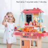 Lirzeg Best Gift for Kids Girls - Plastic 42 PCS for Kids Girls with Realistic Cooking Playset, Multicolor Accessories, Light and Sound Simulation (Pink)