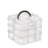 Clazkit Jewellery Organisers Plastic 3 layer 18 Grid Square Portable Transparent Storage Detachable Box Organizer Case for jewelry sewing button earrings Hair (Transparent)