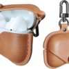 Compatible for Airpods Pro 2nd Generation Case Cover, PU Leather Case Cover Protective Case with Keychain for New Airpods Pro 2 Case 2022 [Front LED Visible] (Light Brown)