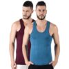 Dollar Lehar Combed Cotton Mens Pack of 2 Multicolor Vest