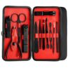 Beauté Secrets Essentials Manicure Set Nail Clippers, Stainless Steel Nail Scissors Grooming Kit, Acne needle, Blackhead Tool Leather Travel Case (Red)