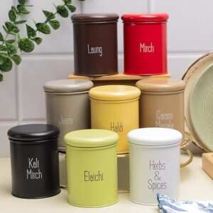 Spice Jar 8 Pcs Set Metal Storage Box Container