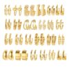 Shining Diva Fashion 24 pairs Combo Celebrity Inspired Trendy Latest Stylish Gold Plated Geometric Twist Pearl Hoop Dangle Earrings for Women and Girls