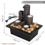ABOUT SPACE Water Fountain for Home Decor with 3 Candle Holders