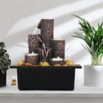 ABOUT SPACE Water Fountain for Home Decor with 3 Candle Holders