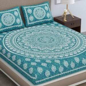 Printed Bedsheet for Double Bed King Size with 2 Pillow Covers