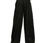 Women's Regular Fit Black Lycra Blend Trousers