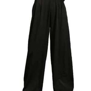 Women's Regular Fit Black Lycra Blend Trousers