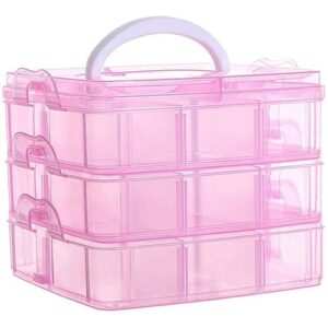 Square Storage Box | 3 Layer | With Removal Dividers | Portable | Transparent