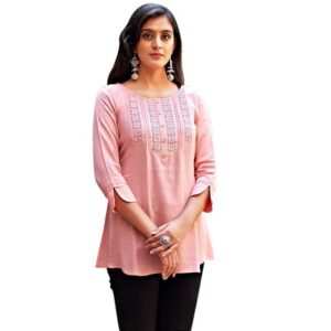 Women's Rayon Embroidered Regular Fit Top