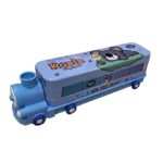 Cartoon Printed School Blue Train Shaped Pencil Compass Box