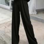 Women's Regular Fit Black Lycra Blend Trousers