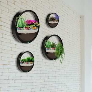 Urban Plant Set Of 4 Black Half Moon Wall Planters