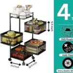 Square Design Kitchen Rotating Trolley With Wheels