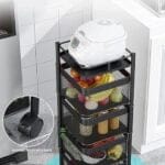 Square Design Kitchen Rotating Trolley With Wheels